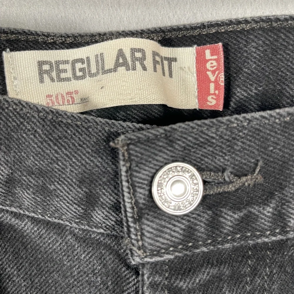Levis 505 Mens W34 L34 Regular Fit Faded Black Wash Denim Jeans Straight